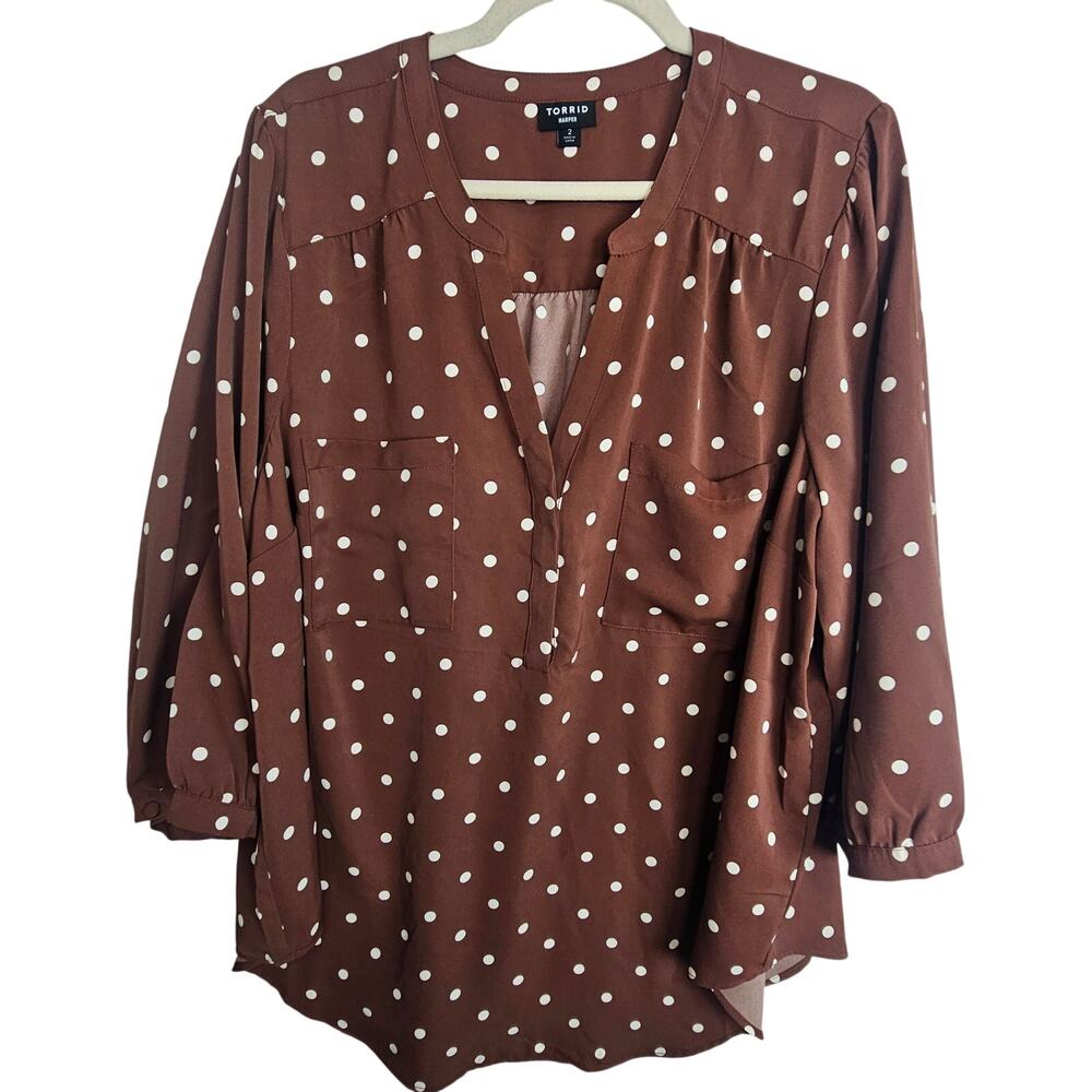 Torrid Womens Harper Polka Dot Blouse Plus Size 2X Classic Preppy Career Corp